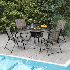 Juego de 2 Sillas Plegables de Mimbre para Patio con Reposabrazos Estructura de Metal para Jardín Patio Trasero 60 x 66 x 89 cm Gris
