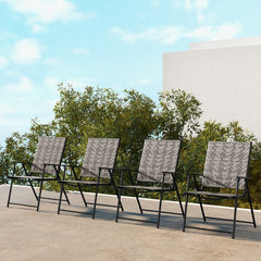 Juego de 2 Sillas Plegables de Mimbre para Patio con Reposabrazos Estructura de Metal para Jardín Patio Trasero 60 x 66 x 89 cm Gris