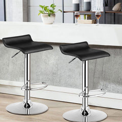 Juego de 2 Taburete Giratorio de Bar con Cuadradas Ajustables en Altura de Mostrador Cuero de PU Rotación de 360° Semirespaldo Negro