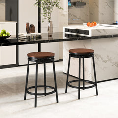 Juego de 2 Taburetes de Bar con Giro de 360° Ajustables en Altura de 74/61 cm de Metal Pesado con Reposapiés Sillas de Cocina Comedor