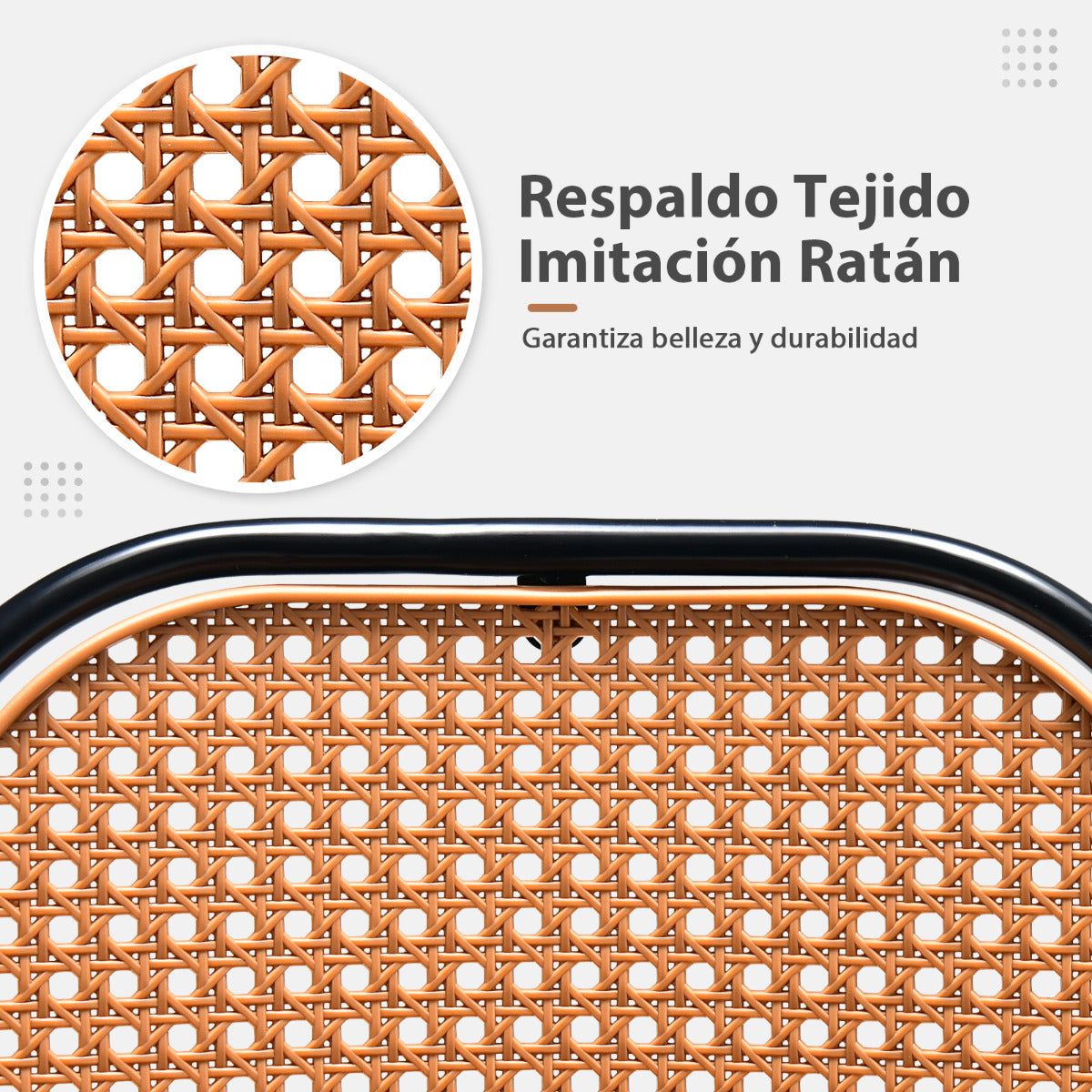 Juego de 2 Taburetes de Bar 75 cm Silla Alta de Comedor de Imitación de Cuero Respaldo Tejido de Ratán sin Brazos para Bistró Cocina Marrón