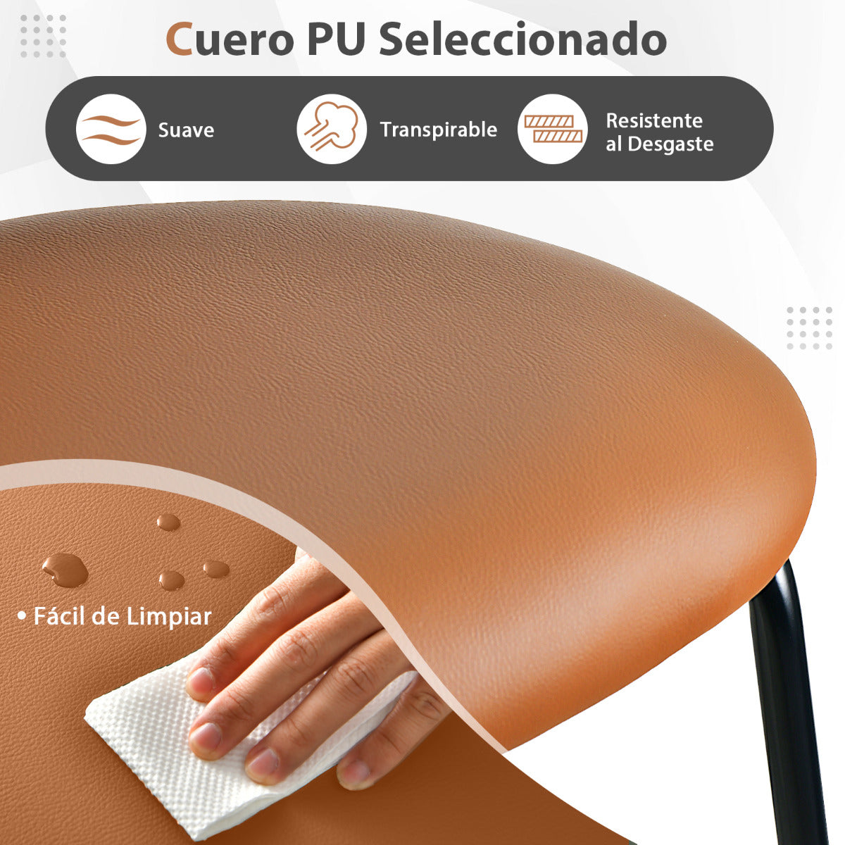 Juego de 2 Taburetes de Bar 75 cm Silla Alta de Comedor de Imitación de Cuero Respaldo Tejido de Ratán sin Brazos para Bistró Cocina Marrón