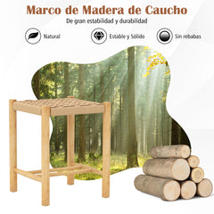 Juego de 2 Taburetes de Bar/Comedor Estructura de Madera Goma Asiento de Papel Tejido sin Respaldo para Cocina 36 x 36 x 45 cm Natural