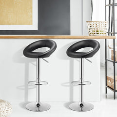 Juego de 2 Taburetes de Bar Modernos con Base Antideslizante y Reposapiés de Metal para Restaurante y Cafetería 53 x 49 x 77-98 cm Negro