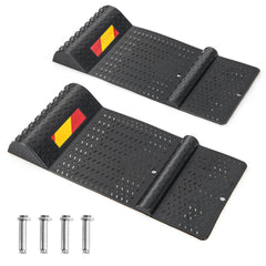 Juego de 2 Tapetes Antideslizantes para Estacionamiento Topes de Ruedas con Bandas Reflectantes Tapete Antideslizante para Vehículos Negro