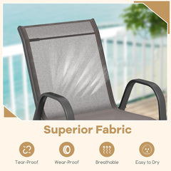 Juego de 4 Sillas de Jardín Apilables de Comedor Tejido Transpirable Estructura Resistente para Exterior Patio Playa 55 x 67 x 83 cm Gris