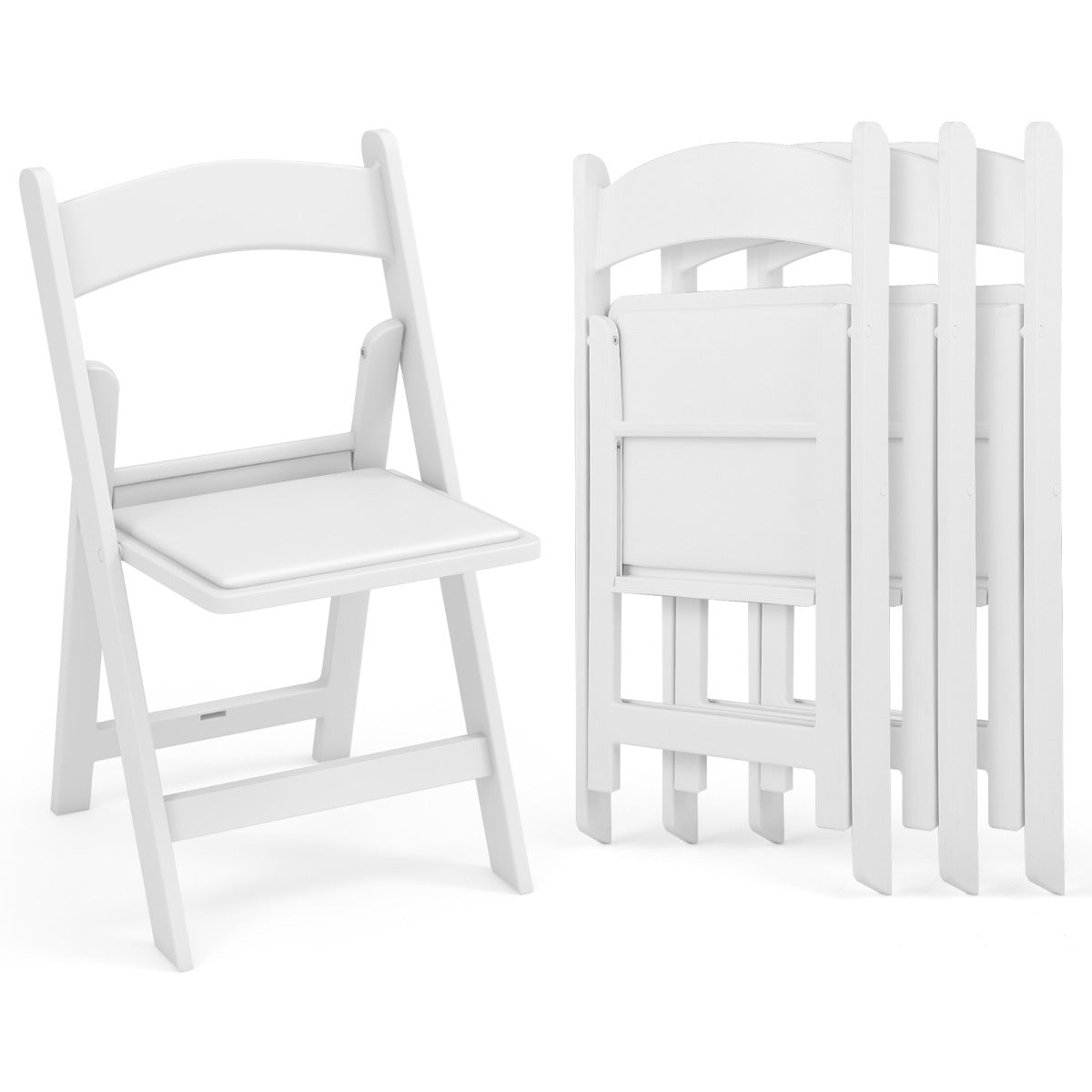 Juego de 2 Sillas Plegables de Resina Portátil Asiento Acolchado Marco de Resina para Todo Tipo Clima Carga 500 kg para Hogar Oficina Boda