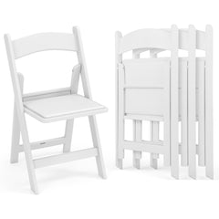 Juego de 2 Sillas Plegables de Resina Portátil Asiento Acolchado Marco de Resina para Todo Tipo Clima Carga 500 kg para Hogar Oficina Boda