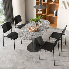Juego de 4 Sillas sin Brazos con Respaldo Ergonómico y Asiento Ancho Sillas de Cocina Apilables para Comedor Carga de 160 kg Negro