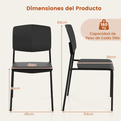 Juego de 4 Sillas sin Brazos con Respaldo Ergonómico y Asiento Ancho Sillas de Cocina Apilables para Comedor Carga de 160 kg Negro