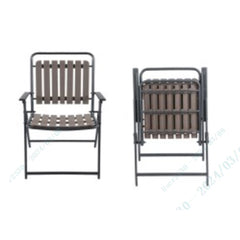 Juego de 2 Sillas Plegables para Patio Silla de Comedor Portátil con Asiento y Respaldo de PP de Listones 180 kg Estructura Metálica Café