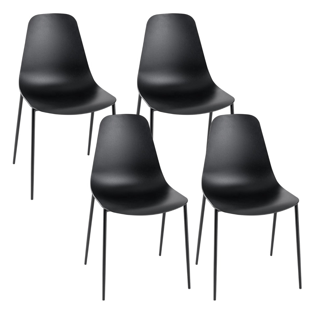 Juego de 4 Sillas de Bar sin Brazos con Patas de Metal Resistentes Almohadillas Antideslizante para Comedor 52,5 x 48,5 x 88 cm Negro