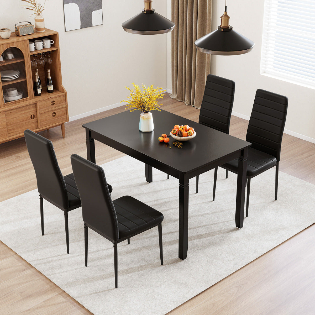 Juego de 4 Sillas de Comedor Tapizadas Sillas sin Brazos con Respaldo y Asiento Acolchonado Cuero Artificial Patas de Metal para Salón