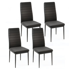 Juego de 4 Sillas de Comedor Tapizadas Sillas sin Brazos con Respaldo y Asiento Acolchonado Cuero Artificial Patas de Metal para Salón