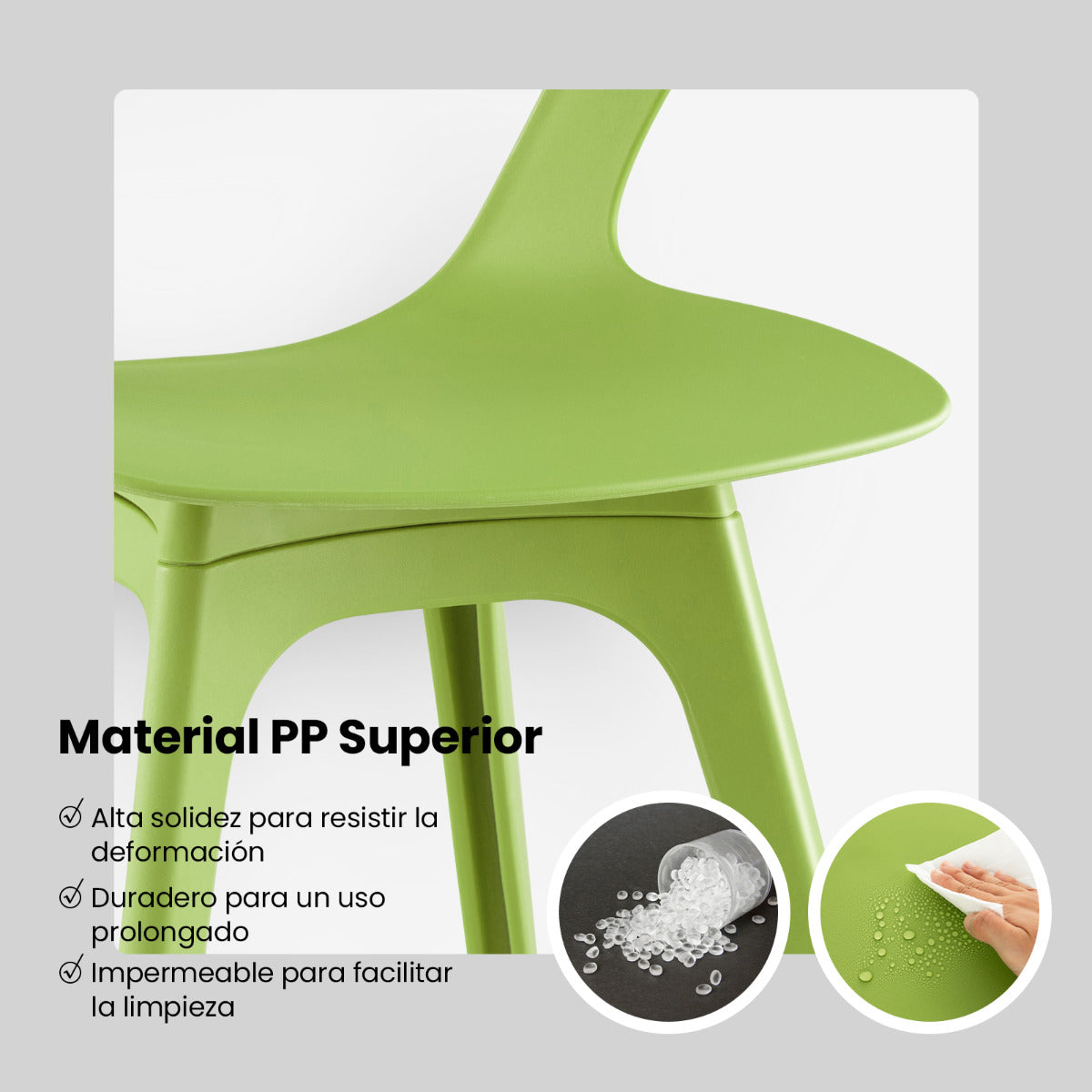 Juego de 4 Sillas de Comedor Conjunto de 4 Sillas de Plástico para Cocina Silla Lateral Moderna para Sala de Estar y Recepción Multicolor