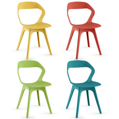 Juego de 4 Sillas de Comedor Conjunto de 4 Sillas de Plástico para Cocina Silla Lateral Moderna para Sala de Estar y Recepción Multicolor