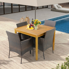Juego de 4 Sillas de Ratán de Mimbre de PE con Cojines de Asiento Suaves Estructura de Metal Resistente Reposabrazos Curvos para Patio