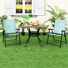Juego de 4 Sillas Plegables para Patio Sillas Portátiles con Respaldo de Tela Marco de Metal para Terraza Piscina 65 x 60 x 93 cm Verde