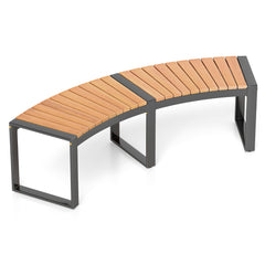 Juego de Bancos Curvado con Asiento de Listones y Patas Metálicas Carga 360 kg para Patio-Juego de 1