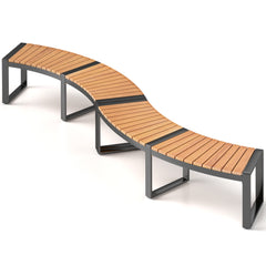 Juego de Bancos Curvado con Asiento de Listones y Patas Metálicas Carga 360 kg para Patio-Juego de 2