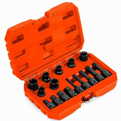 Juego de Extractores de Tornillos de 27 Piezas Kit de Eliminación de Pernos de Doble Cabeza con Accionamiento de 3/8'' Removedor Naranja