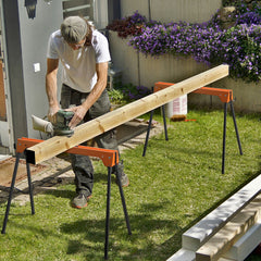 Juego de 2 Caballetes Plegables con Brazos de Soporte Desmontables Carga 600kg Herramientas Eléctricas Compactas 92 x 48 x 74 cm Naranja