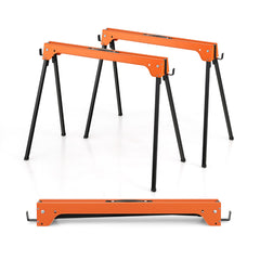 Juego de 2 Caballetes Plegables con Brazos de Soporte Desmontables Carga 600kg Herramientas Eléctricas Compactas 92 x 48 x 74 cm Naranja