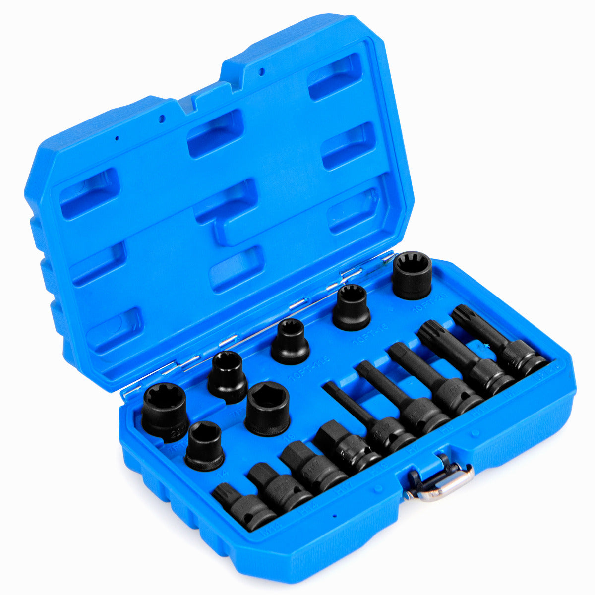 Juego de Llaves de Vaso de Freno de Impacto de 16 Piezas Kit de Herramientas de Ajuste de Freno con Llave de Accionamiento de 1/2" Azul