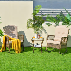 Conjunto de Mecedoras y Mesita para Exterior Incluye Cojines Acogedores y Almohada Beige Ideal para Patio