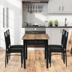 Juego de Mesa de Comedor Moderna con 4 Sillas Tapizadas para Hogar y Restaurante Negro