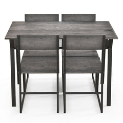 Juego de Muebles de 5 Piezas con Mesa Rectangular Industrial para Comedor 4 Sillas Estante de Almacenamiento y Marco de Metal Gris