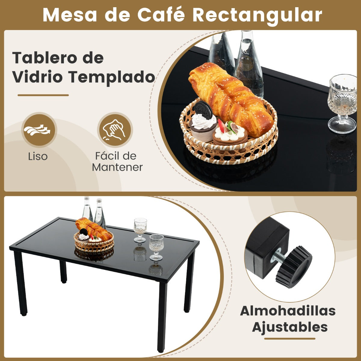 Juego de Muebles de Patio de 4 Piezas con Marco de Metal Galvanizado Resistente Juego de Mesa y Sillas de Mimbre para Balcón Negro