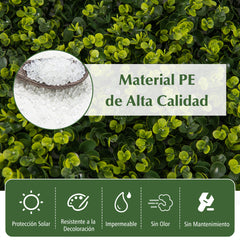 Juego de Paneles de Seto Artificiales de 12 Piezas con Textura Curvada Panel de Pared de Césped de Privacidad para Jardín Patio 50 x 50 cm