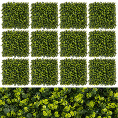 Juego de Paneles de Seto Artificiales de 12 Piezas con Textura Curvada Panel de Pared de Césped de Privacidad para Jardín Patio 50 x 50 cm