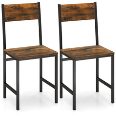 Juego de 2 Sillas de Comedor Silla de Cocina Industrial con Patas de Metal Grano de Madera Rústica sin Brazos para Sala de Estar Marrón