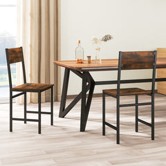 Juego de 2 Sillas de Comedor Silla de Cocina Industrial con Patas de Metal Grano de Madera Rústica sin Brazos para Sala de Estar Marrón