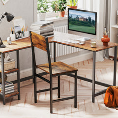 Juego de 2 Sillas de Comedor Silla de Cocina Industrial con Patas de Metal Grano de Madera Rústica sin Brazos para Sala de Estar Marrón