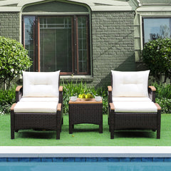 Juego de Sofá de Ratán de 5 Piezas para Patio Set de Conversación de Mesa y Sillas para Exterior con Cojines de Asiento