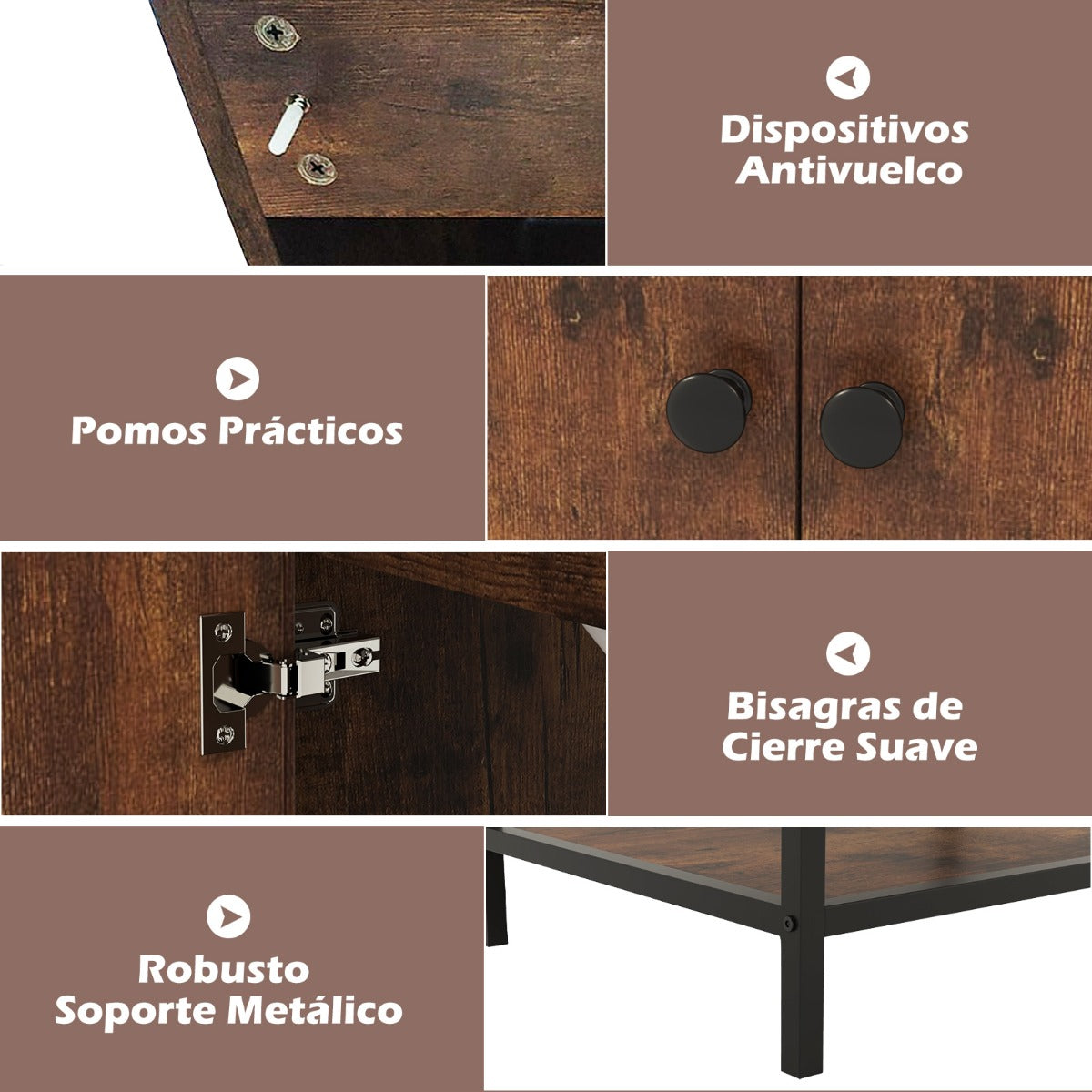 Unidad de Tocador para Baño con Lavabo de Cerámica Armario de Almacenamiento Bajo Lavabo con 2 Puertas y Estante Mueble Independiente Marrón