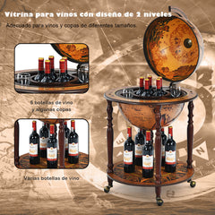 Stand para Vinos 45 cm Forma de Globo Armario Botellero Siglo XVI von Carta Náutica Estante Retro Despensa para Botellas de Vino Marrón