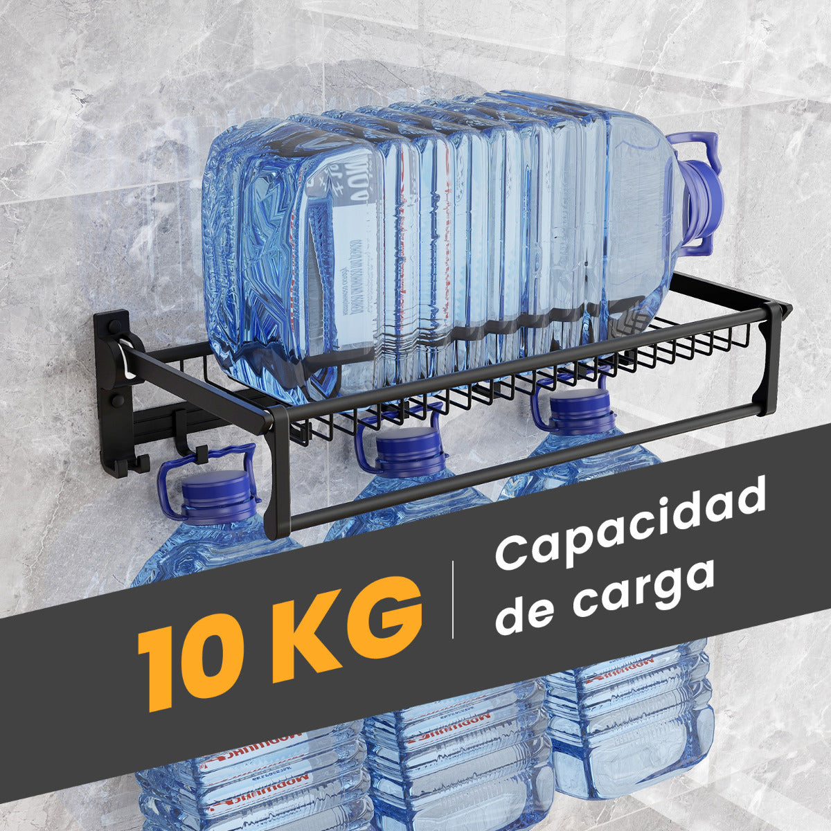 Toallero de Baño Plegable con Barra Ajustable y Ganchos Móviles Estante de Aluminio Resistente Óxido Impermeable 59,5 x 26 x 14 cm Negro