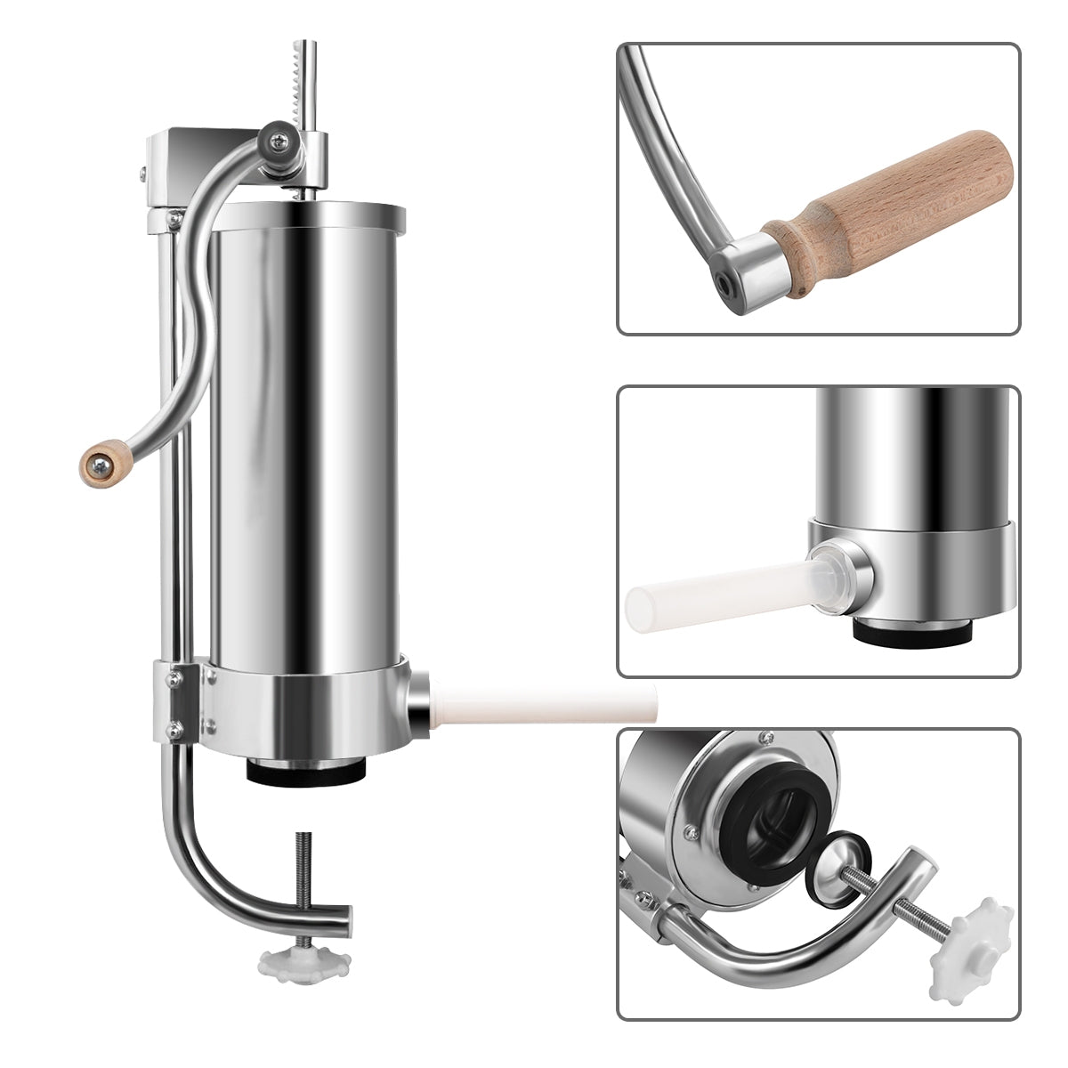 3kg Máquina para Hacer Salchichas Embutidora Manual Máquina de Embutidos con 4 Tubos de Rellenado