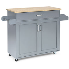 Carro de Cocina con Ruedas de Goma Armario Grande y Repisa Regulable en 3 Posiciones Gris 116 x 40 x 85 cm