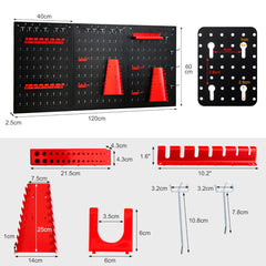 Kit Organizador de Herramientas para Pared con 3 Paneles Perforados 25 Accesorios para Colgar Portaherramientas para Garaje Taller Almacén