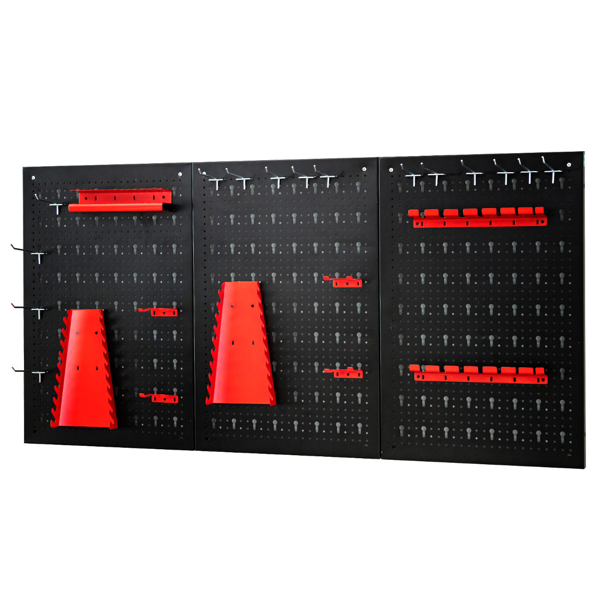 Kit Organizador de Herramientas para Pared con 3 Paneles Perforados 25 Accesorios para Colgar Portaherramientas para Garaje Taller Almacén