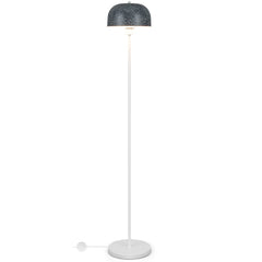 146cm Lámpara de Pie de Metal para Bombilla E27 Máx 60W con Pantalla y Interruptor de Pie Gris y Blanco