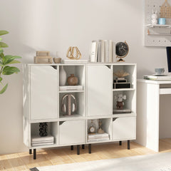 Librería Apilable Gabinete de Celosía Combinado Estantería Abierta con Estante Cubos Ajustables Pata de Metal para Sala de Estar Blanco