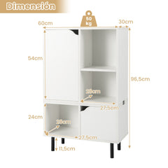 Librería Apilable Gabinete de Celosía Combinado Estantería Abierta con Estante Cubos Ajustables Pata de Metal para Sala de Estar Blanco