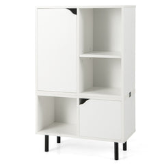 Librería Apilable Gabinete de Celosía Combinado Estantería Abierta con Estante Cubos Ajustables Pata de Metal para Sala de Estar Blanco