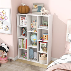 Librería de 11 Cubos Estantería Geométrica Moderna Vitrina Organizador de Libros para Salón Dormitorio Estudio 74 x 24 x 106 cm Blanco